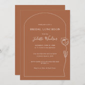 Ligne Dessin Rose Déjeuner nuptial Invitation (Devant / Derrière)