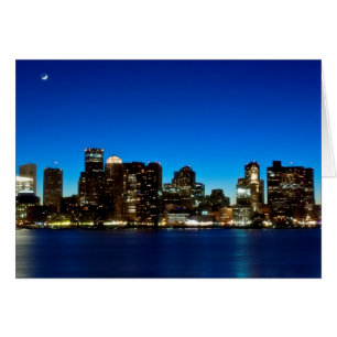 Ligne d'horizon de Boston avec lune