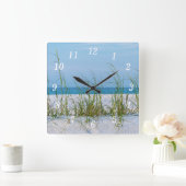 Ligne D'Oats De Mer En Sable Blanc Horloge Mur (Maison)
