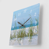 Ligne D'Oats De Mer En Sable Blanc Horloge Mur (Angle)