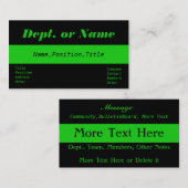 Ligne-Doc. mince de vert, infirmière, carte de (Devant / Derrière)