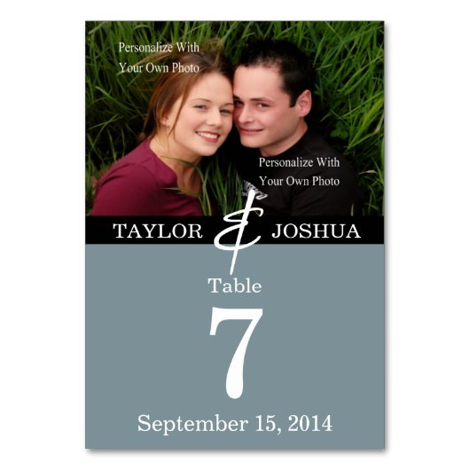 Ligne moderne Carte photo bleu ardoise (Par défaut)