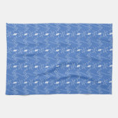 Ligne moderne Dessin Chien Bleu Blanc Serviettes d (Horizontal)