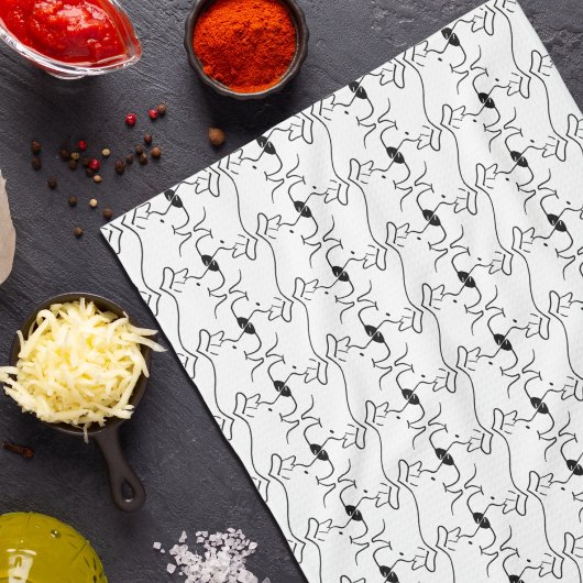 Ligne moderne Dessin Chien noir blanc serviettes d