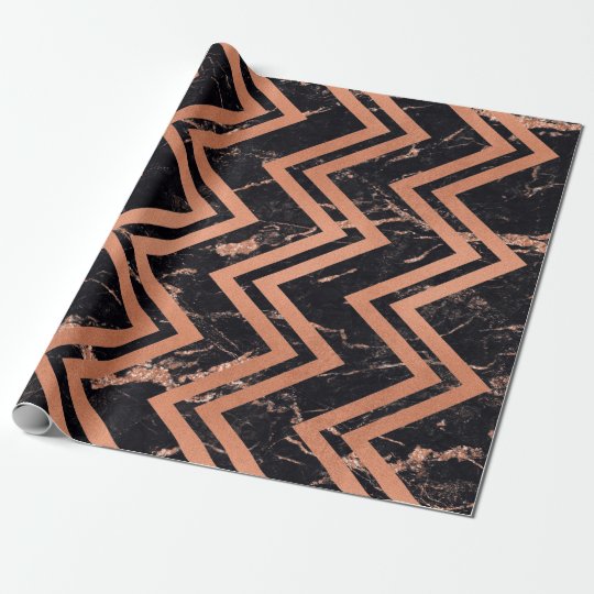 Ligne noire de Chevron d'or d'en cuivre de zigzag Papier Cadeau