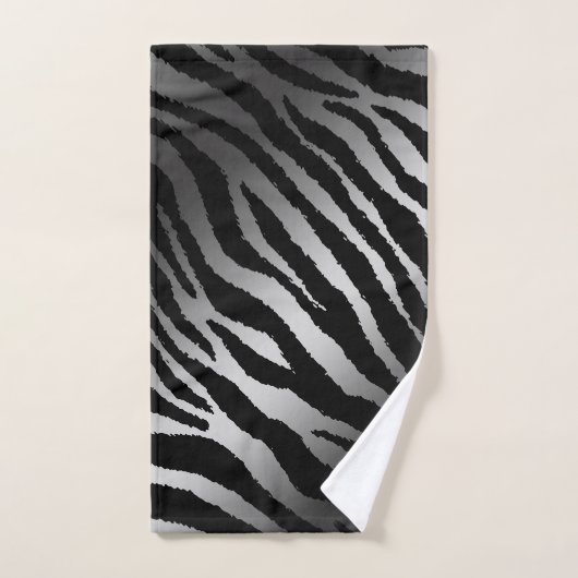 Ligne noire moderne Zebra Silver (Serviette à main)