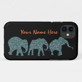Ligne personnalisée de Coque Paisley Elephants iPh (Dos (Horizontal))