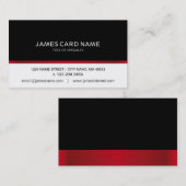 Ligne rouge noire/blanche élégante carte de visite (Devant / Derrière)