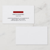 Ligne rouge tendance Noir Blanc Chic Carte de visi (Devant / Derrière)