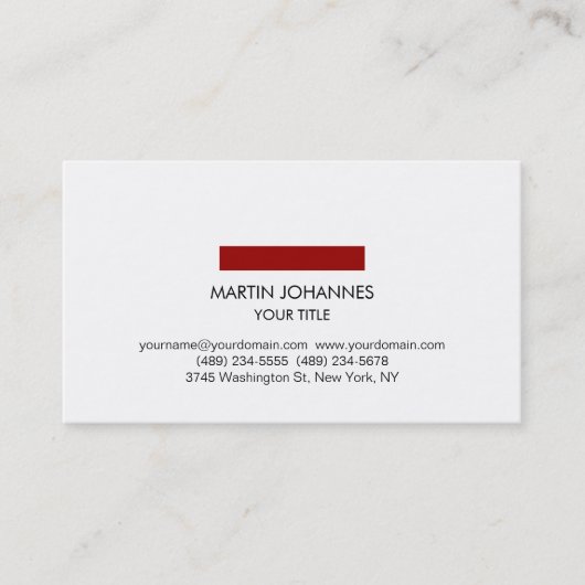 Ligne rouge tendance Noir Blanc Chic Carte de visi (Devant)