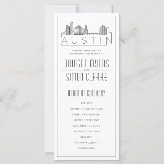 Ligne Skyline Stylisée d'Austin City | Programme d (Devant)