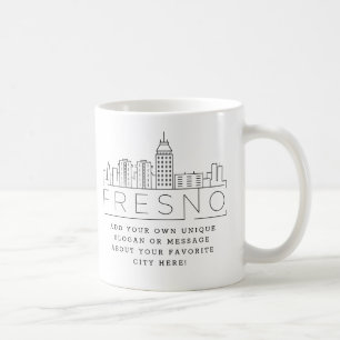 Ligne Skyline stylisée Fresno Mug café Slogan pe