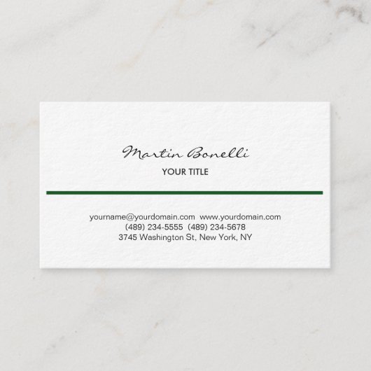 Ligne verte Noir Blanc Carte de visite écriture ma (Devant)