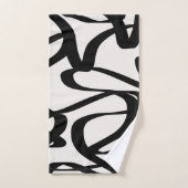 Lignes Abstraites En Fils De Crème Noir Et Beige (Serviette à main)