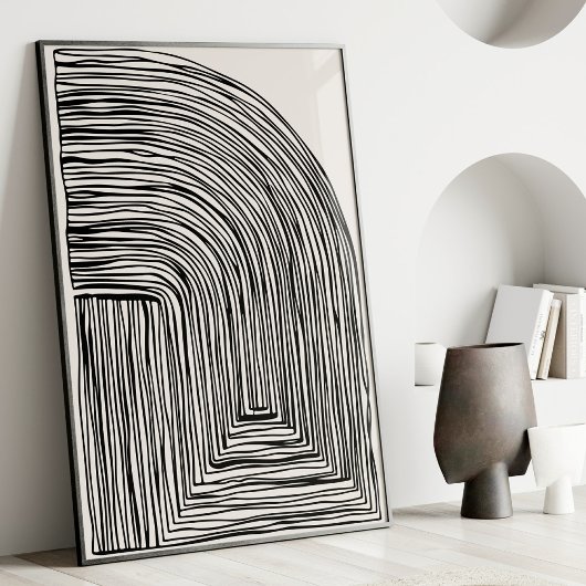Lignes Abstraites Modernes Art Mural Noir et Blanc