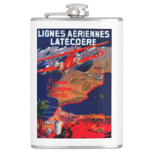 Lignes Aeriennes Latecoere Vintage Poster Heupfles