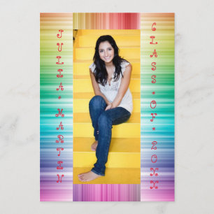 Lignes arc-en-ciel avec photo - Grad Faire-part