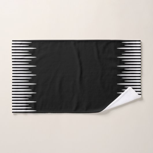 Lignes blanches décalées noires (Serviette à main)