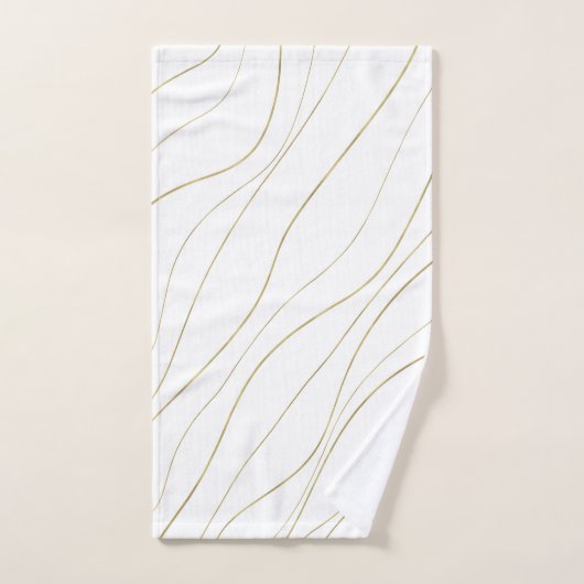 Lignes blanches et dorées Wavy Glam moderne (Serviette à main)