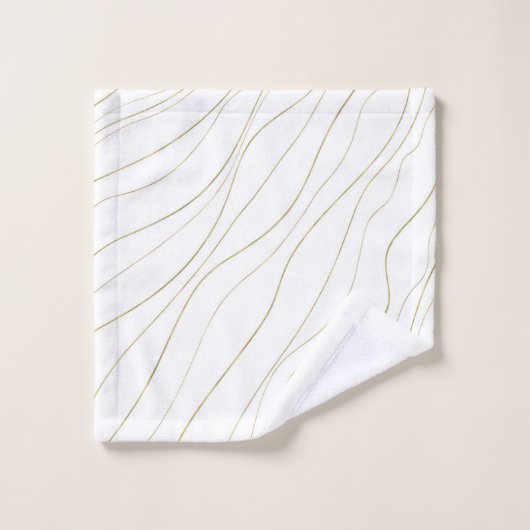 Lignes blanches et dorées Wavy Glam moderne (Gant de toilette)