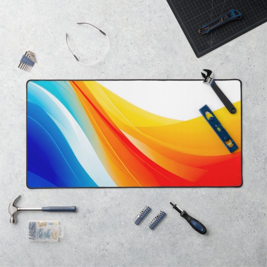 Lignes courbes abstraites rétro orange et bleu (Poste de travail)