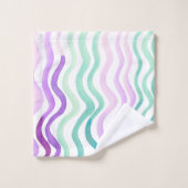 Lignes d'aquarelles violettes et vertes (Gant de toilette)