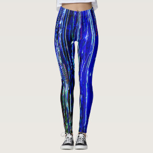 Lignes de dérive Leggings Art Abstrait Bleu