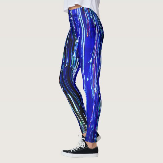 Lignes de dérive Leggings Art Abstrait Bleu (Gauche)