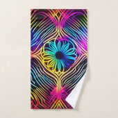 Lignes de néon psychédélique avec art floral (Serviette à main)