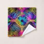 Lignes de néon psychédélique avec art floral (Gant de toilette)