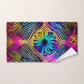 Lignes de néon psychédélique avec art floral (Serviette à main)