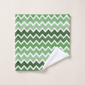 Lignes de Zigzag vert moderne Monogramme (Gant de toilette)