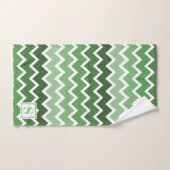 Lignes de Zigzag vert moderne Monogramme (Serviette à main)