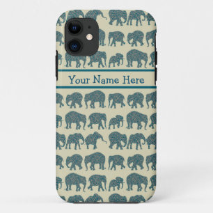 Lignes des éléphants de Paisley, Beige, Coque iPho
