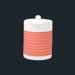 Lignes d'été Petite théière rose orange<br><div class="desc">Lignes orange et rose. Design simple. Humeur estivale cool. Joli décor de maison pour des moments positifs.</div>