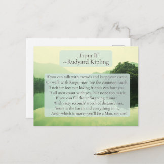 Lignes du poème « If » sur carte postale * Rudyard