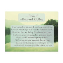 Lignes du poème « If » sur carte postale * Rudyard