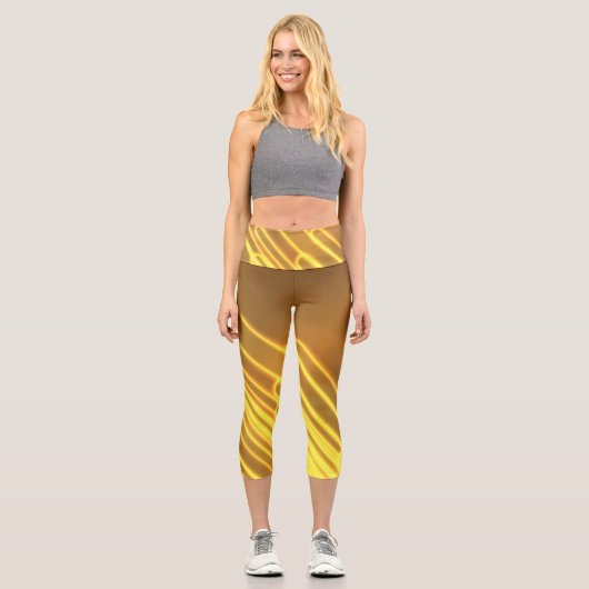 Lignes et boucles jaune néon sur les leggings Capr (Recto)