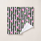 Lignes Fleurs Roses Roses Roses Noires (Gant de toilette)