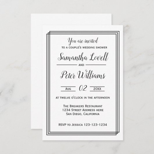 Lignes géométriques modernes - Invitation Wedding  (Devant / Derrière)