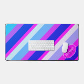 Lignes géométriques rétro bleu rose Monogramme (Clavier et souris)