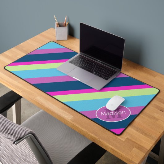 Lignes géométriques rétro de chaux rose bleu Monog (Bureau 2)