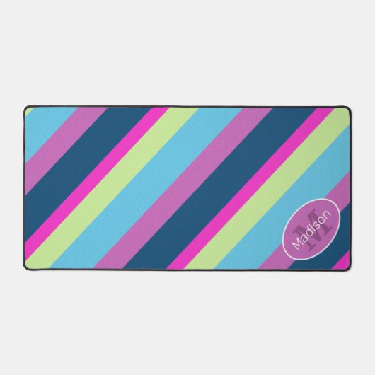 Lignes géométriques rétro de chaux rose bleu Monog (Recto)