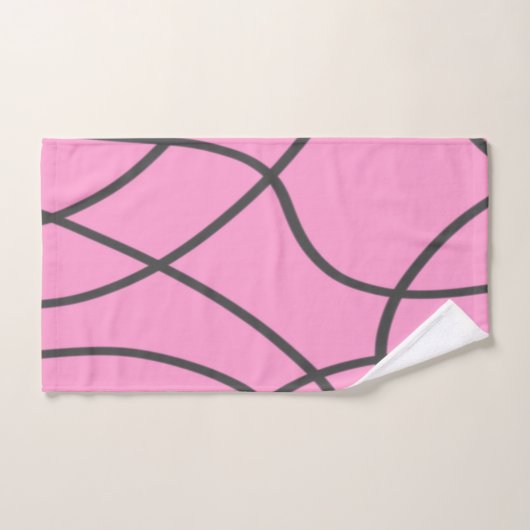 Lignes : Gris sur rose doux (Serviette à main)