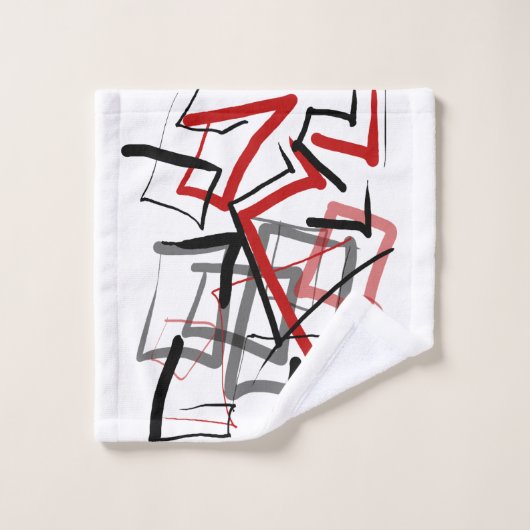 Lignes libres en noir et rouge (Gant de toilette)