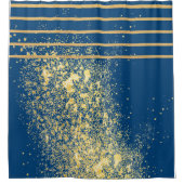Lignes métalliques bleu et or Douche rideau (Devant)