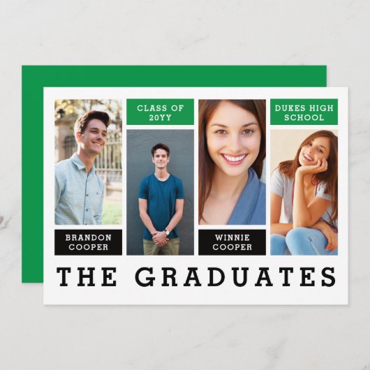 Lignes modernes Faire-part de graduation de frère (Devant / Derrière)