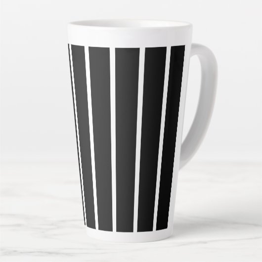 Lignes noires blanches Gros latte Mug (Angle droit)
