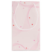 Lignes ondulées rose avec coeur rouge Sac cadeau (Dos)