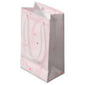 Lignes ondulées rose avec coeur rouge Sac cadeau (Devant Angle)